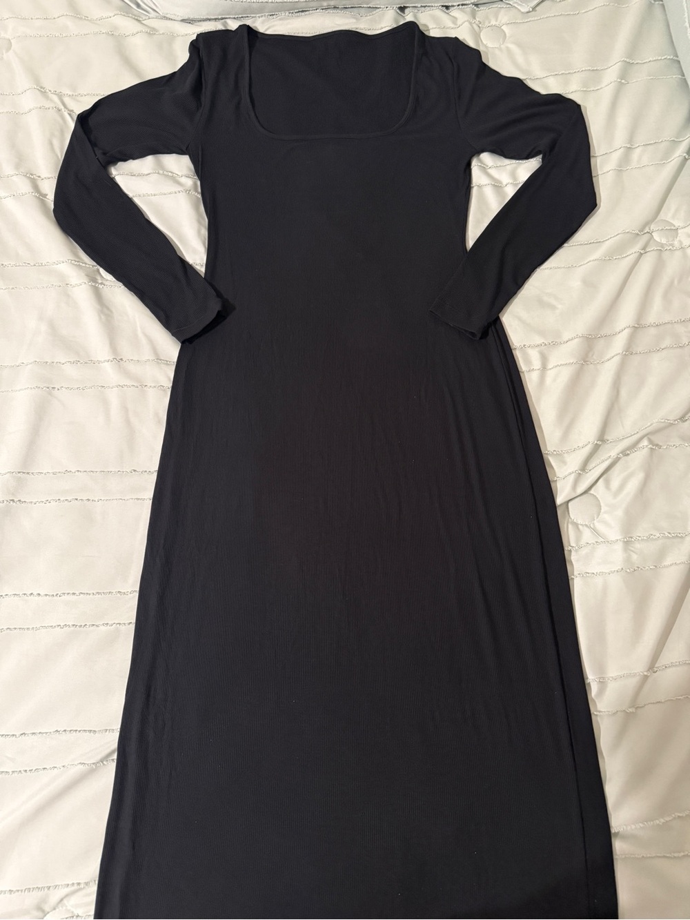 Long Sleeve Black Square Neck Maxi Dress